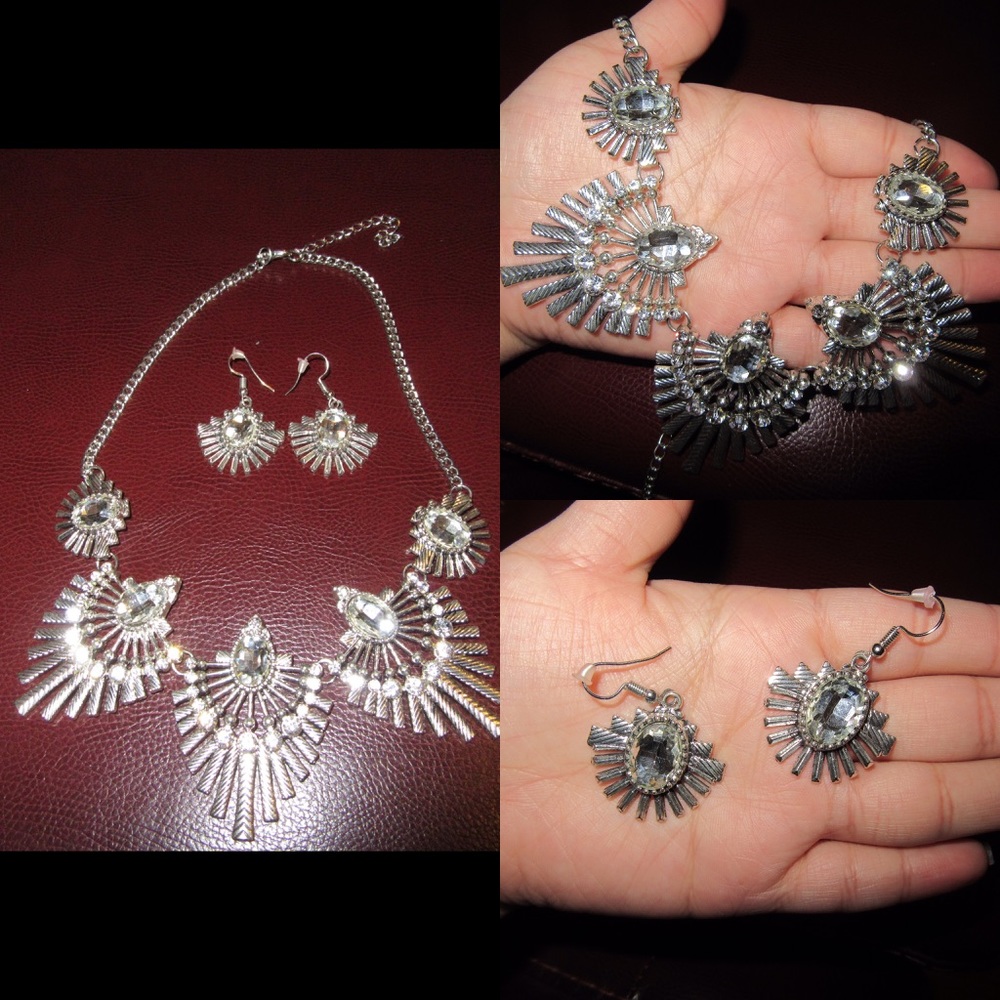 Beautiful sparkly necklace & earrings
